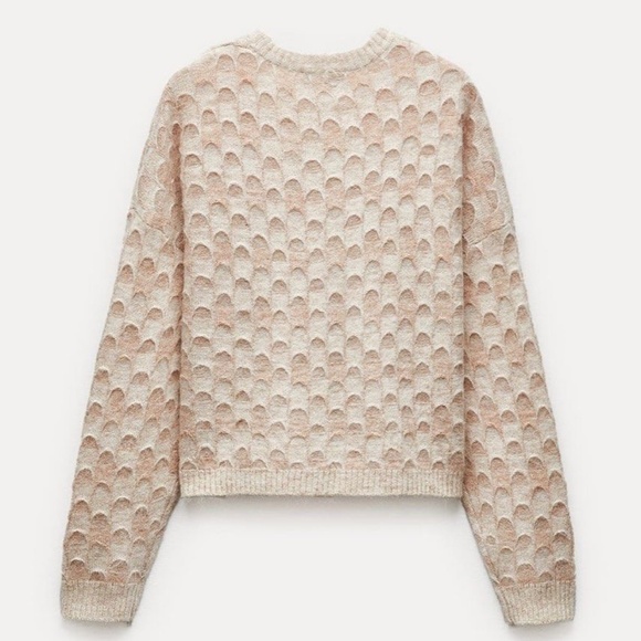 ZARA Alpaca/Wool Blend Scalloped Stitch Pullover Sweater NWOT/sz M - Picture 5 of 15
